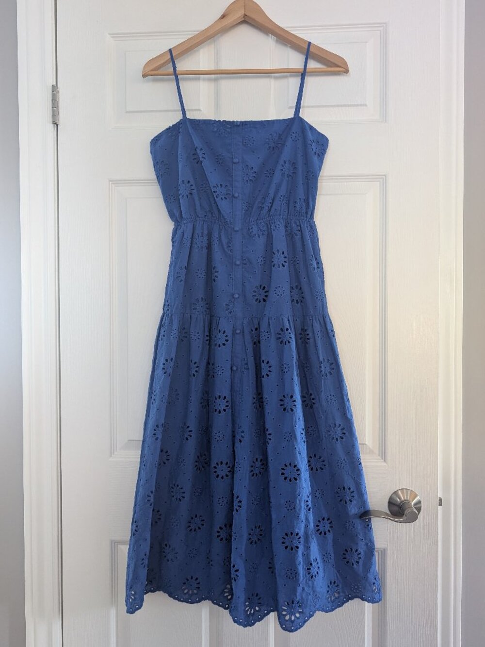New cotton eyelet dress royal blue size small